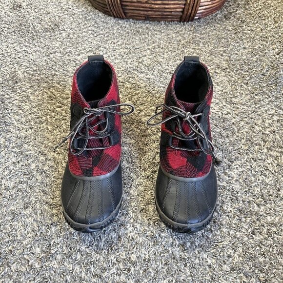 Sorel Boots Womens 8 Buffalo Plaid Flannel Out n About Shoes Duck Boot Outdoor - Picture 9 of 9